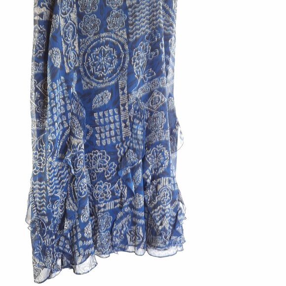 Coldwater Creek Plus Size 1x Blue Sheer Flowy Ruffled Elegant Summer Party Skirt - Picture 4 of 9